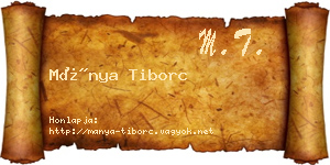 Mánya Tiborc névjegykártya